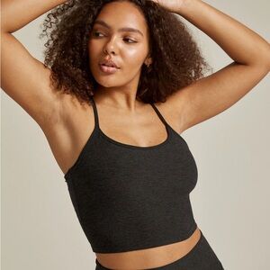 NWT Beyond Yoga Tank Top Racerback Cropped Spacedye Darkest Night Heathered Grey